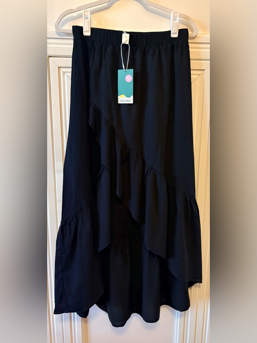 ⚫️ BLACK HALARA WRAP RUFFLE MAXI SKIRT - SIZE MEDIUM - BRAND NEW ⚫️